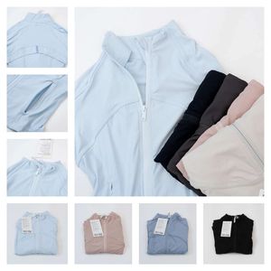 Yoga jacket Long Sleeve Shirt Rib Short Womens Tight Thin Jacket Breathable Cardigan Sportswear Summer Running Athletic