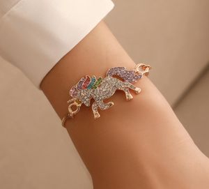 S810 Fashion Jewelry Colorful Rhinstone Unicorn Bracelet Adjustable Chain Bracelet8481642