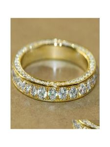 Wedding Rings Ins Top Sell Simple Fashion Jewelry 925 Sterling Sier Gold Fill Round Cut White Topaz Cz Diamond Gemstones Eternity 3445721