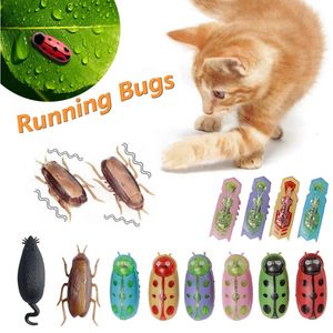 Lustige elektrische Bugs Katzenspielzeug Automatic Escape Mini Roboter Bug Vibration Insekten Spielzeug für Katzen batteriebetriebene Kakerlake Ladybug 240429