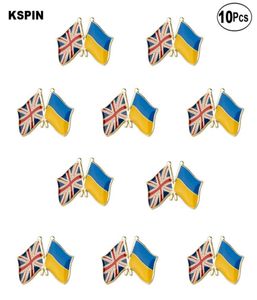 United Kingdom Ukraine Friendship Brooches Lapel Pin Flag badge Brooch Pins Badges 10Pcs a Lot9702772