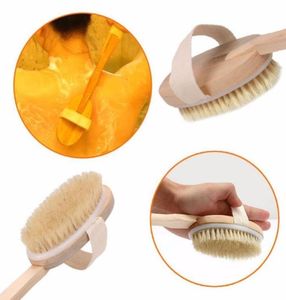 Wooden Cleansing Brushes Natural Bristle Body Brush Massager Bath Shower Brush Long Handle Back Spa Scrubber 742cm1850469