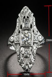 2019 Nowy moda elegancka pusta pierścionek z pustego palca Euramerykański biały cyrkon Pierścionki Plane Srebrna biżuteria rozmiar 610 Bague9498047