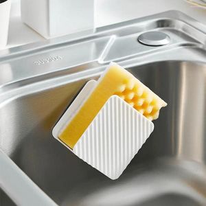 Kitchen Storage Plastic Sponge Drying Holder Simple White Drain Hanging Sink Rack For