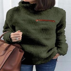 Moda- pullover długi rękaw Solidny ciepły zimowy zamek błyskawiczny Pluszowy bluza miękka polarowa pullover obręca golowa topa z kapturem bluza ljJA2656 237M