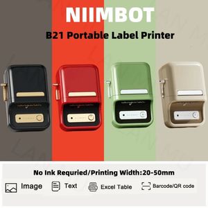 Impressora de etiqueta Niimbot B21 portátil portátil Impressora Térmica Mini Código QR de Código QR Rollos de cor Rolls Cabo 240417