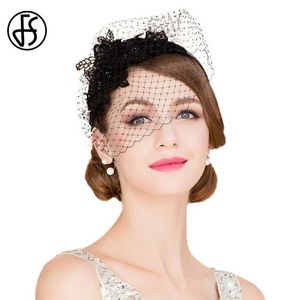 Chapéus de balde largura chapéus fs fascinadores pretos com véu chapéus de casamento branco gaze gaze retchwork women pillbox hat feste cocktail igreja formal para mulheres y240426