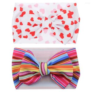 Bandanas 2 Pcs Children's Hair Accessories Baby Girl Infant Bow Headband Born Headbands For Girls Printing Fabric Pography