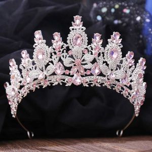 Tiaras 10 Color Luxury Opal Crystal Flower Tiara Crown For Women Wedding Party New Elegant Bridal Bride Crown Hair Accessories