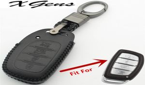 Genuine Leather KeyChain 4Button Smart Key Case Cover For Hyundai IX25IX35ElantraSonataI40 Car Styling B L2782086241