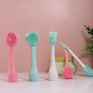 Double Side Silicone Facial Cleanser Brush Soft Hair Face Massage Washing Brush Blackhead Remover Portable Skin Care Tool