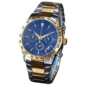Quartz Sky Mens Multi functional Three Eye Work Hot selling Blue Light Glass Watch with Steel Band