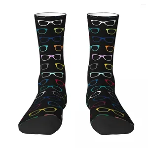 Erkek Çoraplar Renkli Hipster Gözlük Desen Çorap Erkek Kadın Polyester Çoraplar Özelleştirilebilir Tasarım