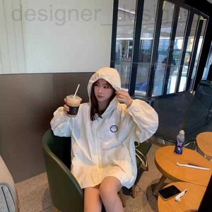 Women's Jackets designer brand 2024 Summer New Apricot Hooded Letter Loose Sunscreen Coat WZIA