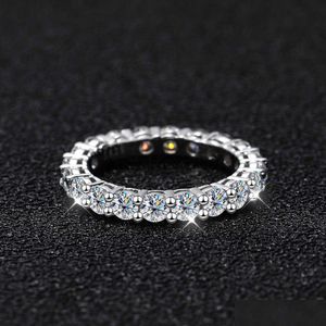 Band Rings Cosya 22 CT FL Moissanite Row for Women 925 Sterling Sier D White Gold Diamond Eternity Wedding Fine Jewelry Drop Delivery Dhyd