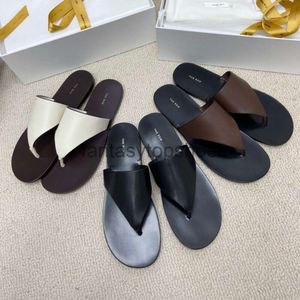 The Row layer shoes Pure original new first TR * cowhide comfortable casual and versatile Flip-flops wear clip toe flat slippers for women