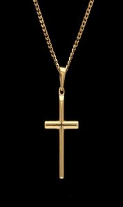 Herren Edelstahlkreuz -Anhänger Halskette mit 60 cm kubanischer Verknüpfungskette oder goldener Kastenkette Neue Mode Hip Hop Halsketten JewE4376386