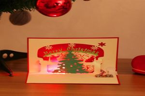 Biglietti di auguri Buon Natale con LightMusic 3D Up Stereo Blessing Tree Friends Gifts Wishes Postcard8054432