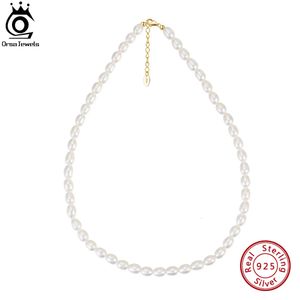 ORSA JEWELS 925 Sterling Silver Handmade 56mm Cultured Freashwater Pearl Choker Necklace for Women Chain Jewelry GPN26 240425