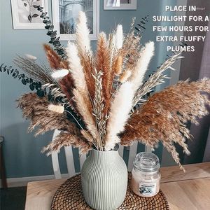 Decorative Flowers 80pcs Pampas Grass Natural Dried Phragmites Eucalyptus Bouquet Bohemian Home Decor Beauty Wedding Party Ornaments