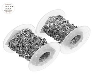 10 YardsRoll 15mm 2mm Rodium Tom de aço inoxidável Bola Ball Satellite Chain de Ring Bulk Link para jóias Making3067632