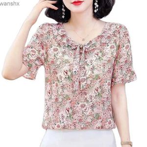 Camisas femininas camisas femininas primavera/verão camisa de chiffon lazer feminino de manga curta de manga curta Chiffon top df4116l2405