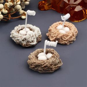 Candles DIY Simulation Bird Egg Candle Silicone Mold 3D Bird's Nest Design Desktop Decoration for Handmade Soap Scented Candles Making