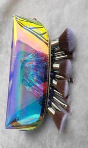 Sprzedaż przezroczysty zestaw szczotki do makijażu kryształowego Transparent Diamond Makeup Zestaw szczotki z holograficzną torbą3160912