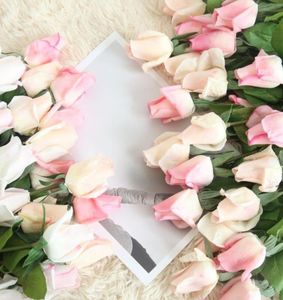 10pcs lot Height 56cm real touch artificial silk rose bud simulation rose flower home decor wedding hand holding bride fake wrea3142527