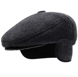 HT2630 Beutelkappe Herbst Winter Beret Dicke warme Ohrentlap -Mütze Vintage Wolle Filzhut mit Ohrklappe männlicher Zeitungsjunge Ivy Flat Cap Y2009222193