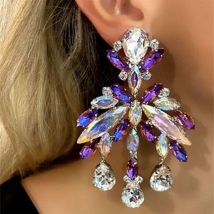 Akcesoria kostiumowe moda multi kolorowy rhinestone lśniący bankiet Party Crystal kolczyki damskie prezenty biżuterii