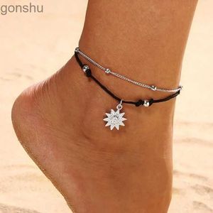 anklets S014レトロボヘミアンマルチレイヤードビーズネックレスレディースファッションサンペンダントアンクルハンドメイドチェーンアンクルパーティージュエリーレッグwx