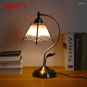 Bordslampor Sofity Mediterranean Sea Lamp American Retro vardagsrum sovrum lyxigt villa el målat glas skrivbord