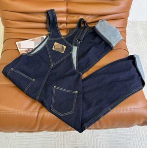 Женские комбинезоны Dompers Domperserer Lazy Casual Fashion Blue Denim Chins с простым темпераментом большие карманы широкие ноги прямые брюки для ног модные