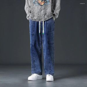 Mäns jeans 2024 Spring Streetwear Baggy Men Korean Fashion Loose Straight Wide Leg Pants Mane Brand Clothing Big Size 6xl 7xl 8xl