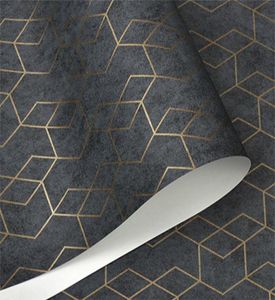 Dunkelgrau geometrische Tapete roll schwarz graues wallpapier modernes Design Schlafzimmer Wohnzimmer Hintergrund Home Wanddekor2345688