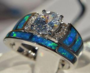 Bröllopsringar design ovala CZ -ringuppsättningar för kvinnor blå imitation opal cocktail party mode smycken dropparstorlek storlek 5102260924