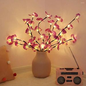 Nocne światła 73 cm 20LLES Symulacja Orchid Bukiet Light String LED Desktop Wazon Lampa odgałęzienia Flower na rok świąteczny wystrój imprezy świątecznej