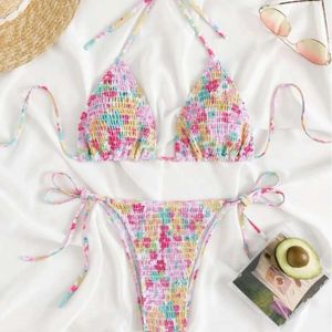 Women's Swimwear 2024 New Triangle Bag Swimsuit Womens Grab Sexy Three Point Strap Bikini Set