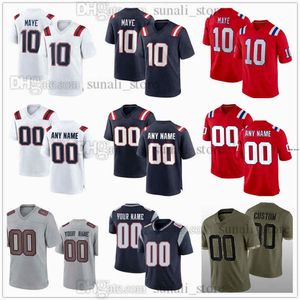 2024 Draft Pick NO.3 Football Jerseys 10 Drake Maye Ja'Lynn Polk Caedan Wallace Layden Robinson Javon Baker Marcellas Dial Joe Milton III Jaheim Bell Red Navy Stitched