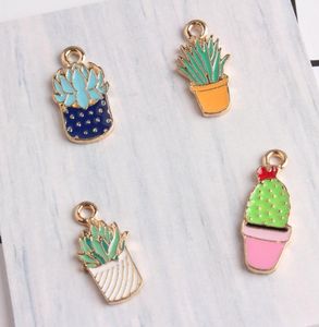 100PCsLot Kawaii multicapacity process Pendant Charms Cute Plant Enamel Oil Drop Metal Bracelet Necklace Alloy Charm9665009