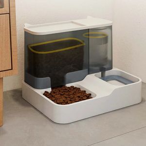 OUZEY Automatic Feeder Cat Dog Food Bowl With Water Fountain Pet Items Large Capacity Raised Stand Dish Bowl For Cat Drinker 240429