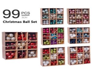 99pcslot julbollar Ornament 3cm Xmas Tree Hanging Ball Gold Pink Champagne Red Metallic Christmas Balls Decor4734224