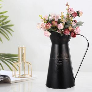 Vases Rustic Plant Flower Arrangement Vase Home Living Room Iron Bucket Pot Flowerpot