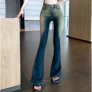 Dżinsy damskie 2024 Wiosna jesień kobiety wybielone w wysokim poziomie rozciągliwe dżinsowe spodnie letnie kobiety szczupłe spodnie