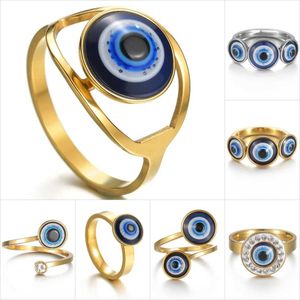 Band Rings 1 piece of retro evil eye ring for women stainless steel gold finger Gothic aesthetic jewelry Q240429