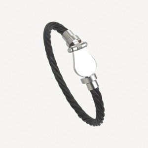 Hufeisen -Kabel -Kabelarmbänder für Modemarke für Männer Frauen 18K Weiß vergoldete schwarze Silberarmband Accessoires Schmuckbeutel Großhandelsgeschenk