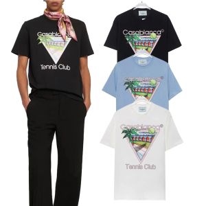 Casablanc t koszule męskie designerowie koszuli koszulki koszulki wierzchołki Man Casual Treas-Letter-Shirt luksusowe ubrania szorty szorty rękawowe