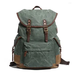 Rucksack M294 Multifunktionen Herren Leinwand Leder Vintage wasserdichtes Laptop Daypacks große Kapazität Schultaschen Big Rucksack Retro Retro