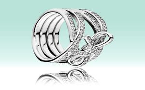 Lyxdesigner 925 Sterling Silver Wedding Rings uppsättning för Bowknot Ring Women Girls Gift Jewelry Bow Ring With Box6933559